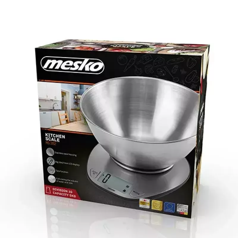 Virtuvinės elektroninės svarstyklės Mesko Home MS 3152 su dubeniu