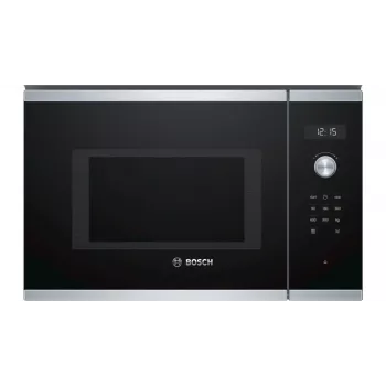 Įmontuojama mikrobangų krosnelė Bosch Serie 6 BFL554MS0 — 900 W, 25 L, sukamasis ir jutiklinis valdymas, nerūdijantis plienas/juoda