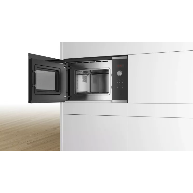 Bosch Serie 4 BFL523MS0 įmontuojama mikrobangų krosnelė 20 L 800 W juoda, nerūdijantis plienas