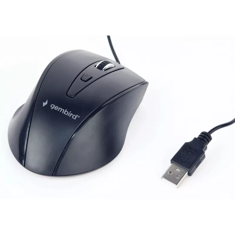 GEMBIRD USB optinė dešininė pelė MUS-4B-02 — 1200 DPI, 4 mygtukai, laidas, juoda