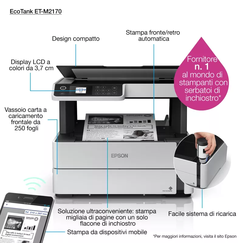 Epson EcoTank M2170 rašalinis spausdintuvas A4 1200 x 2400 DPI 39 ppm Wi-Fi