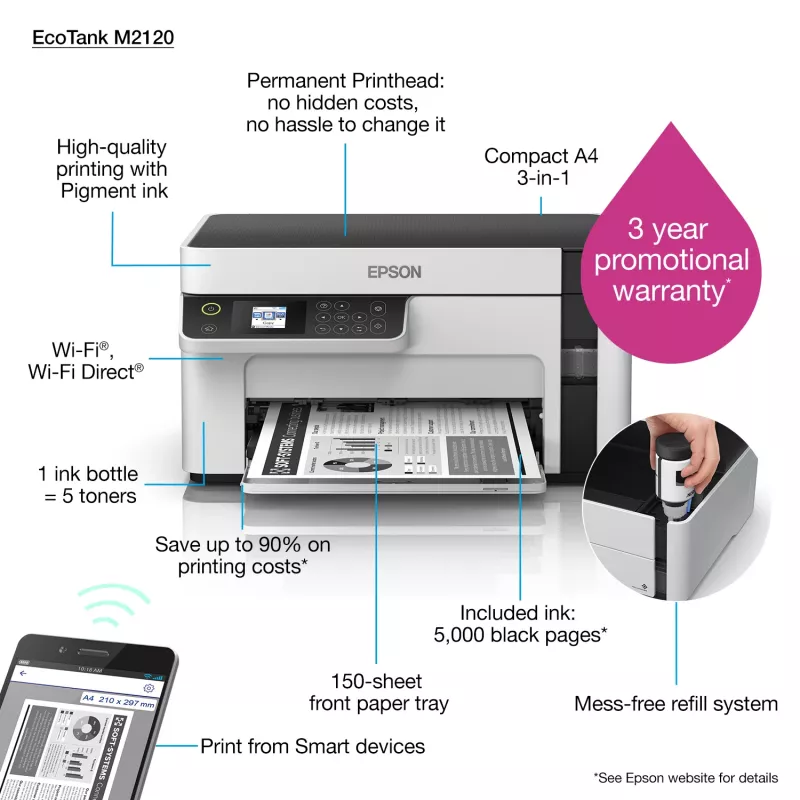 Epson EcoTank ET-M2120 rašalinis spausdintuvas A4 1440 x 720 DPI 32 ppm Wi-Fi
