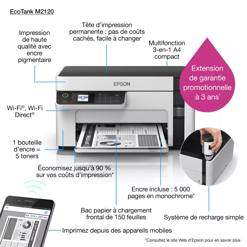 Epson EcoTank ET-M2120 rašalinis spausdintuvas A4 1440 x 720 DPI 32 ppm Wi-Fi