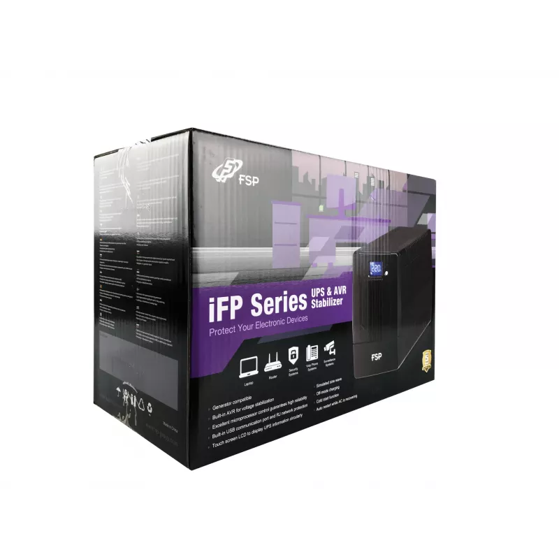 FSP iFP 600 PPF3602700 line-interaktyvus UPS, 600 VA, 360 W, 2 Schuko lizdai, LCD, USB