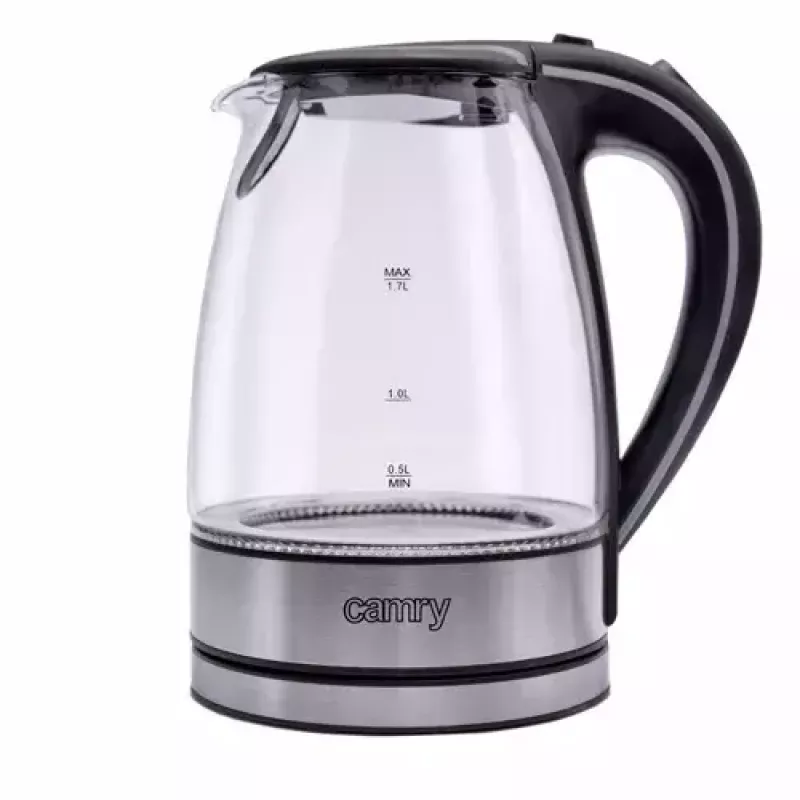 Elektrinis virdulys Camry CR 1290 – stiklinis korpusas, 1,7 L, 2000 W, reguliuojama temperatūra, vandens lygio indikatorius