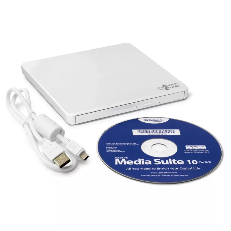 HITACHI-LG DATA STORAGE GP60NW60 išorinis DVD rašytuvas, USB 2.0, baltas