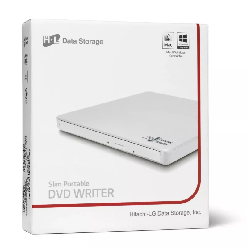HITACHI-LG DATA STORAGE GP60NW60 išorinis DVD rašytuvas, USB 2.0, baltas