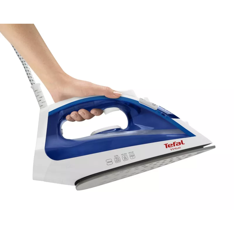 Lyginimo lygintuvas Tefal Virtuo FV1711 – 1800 W, Durilium padas, 0,2 L bakelis, vertikalus garas, violetinis/baltas