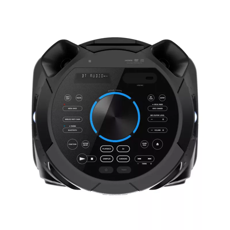 Sony MHC-V73D Aukštos galios Bluetooth® vakarėlių garsiakalbis su visakrypčiu vakarėlių garsu ir šviesa