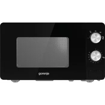 Solo mikrobangų krosnelė Gorenje MO20E1B — 20 L, 800 W, 5 galios lygių, 270 mm sukamasis padėklas, juoda