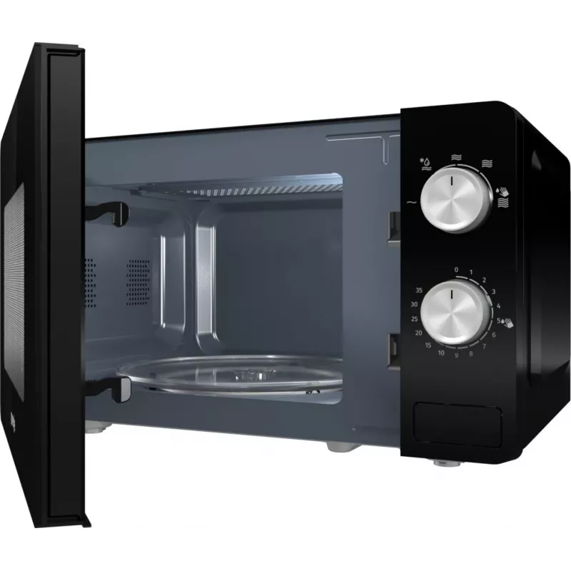 Solo mikrobangų krosnelė Gorenje MO20E1B — 20 L, 800 W, 5 galios lygių, 270 mm sukamasis padėklas, juoda
