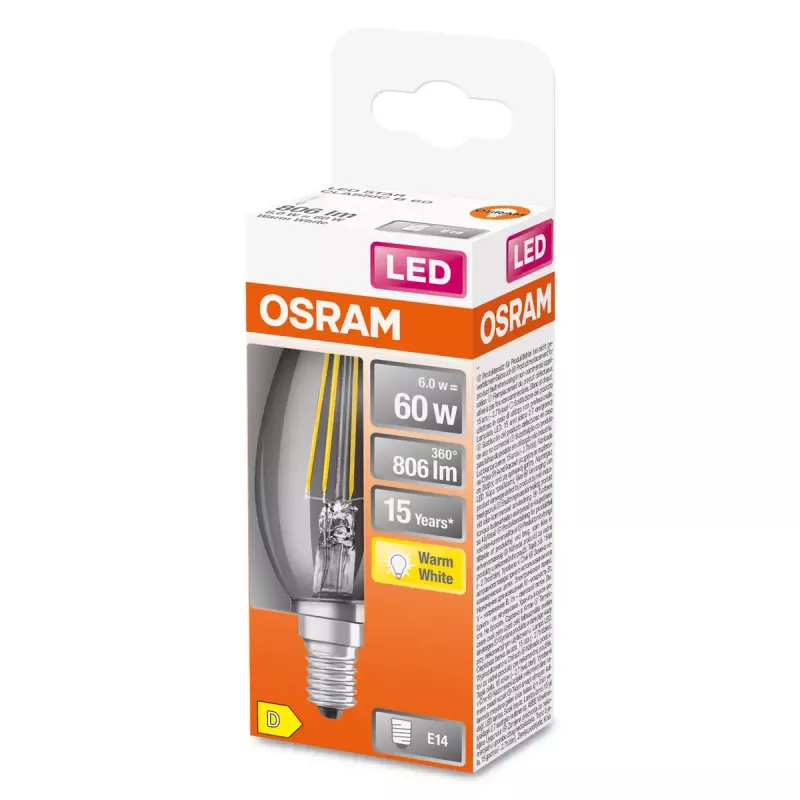 LED lemputė Osram STAR šilta balta 2700 K 5,5 W E14 D