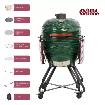 Keraminis kamado grilis TUNABONE Classic 23 coliai (L dydis) Žalia
