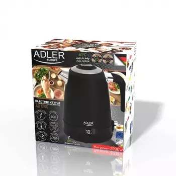 Elektrinis virdulys Adler AD 1295b 1 L 2200 W Juodas Nerūdijantis plienas