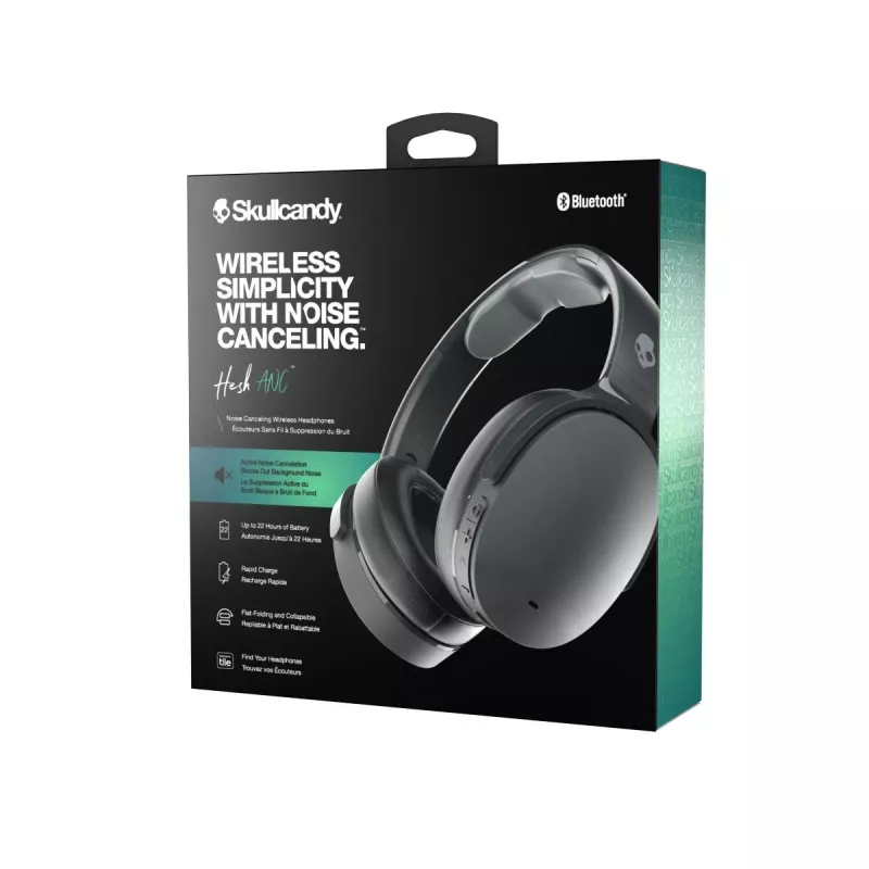 Ausinės Skullcandy Hesh ANC — laidinės ir belaidės, Bluetooth 5.0, ANC, USB-C, 22 h veikimo, 3,5 mm, juodos