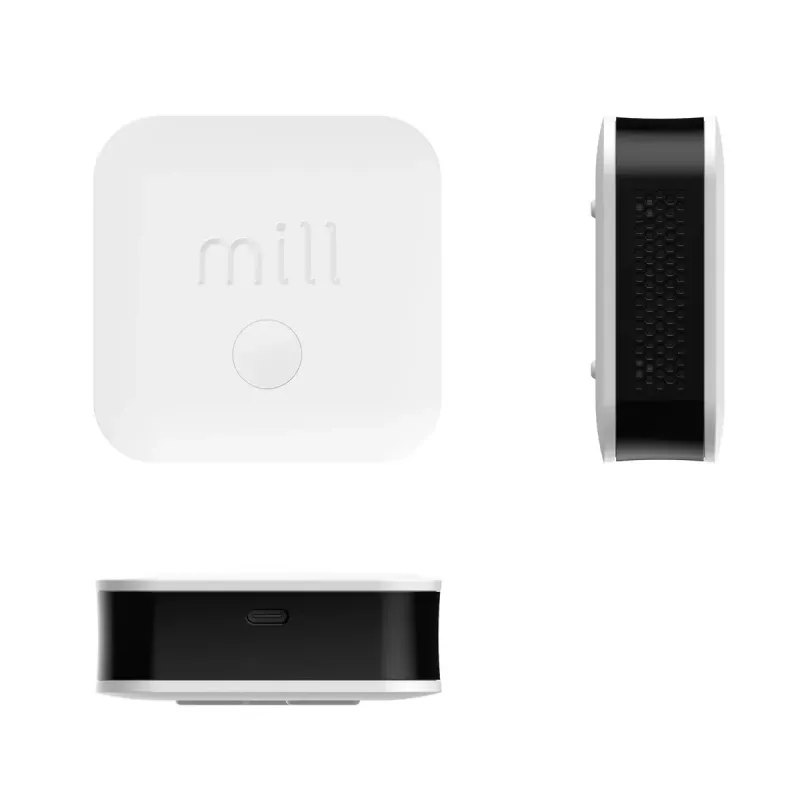 Aplinkos jutiklis Mill Sense SENSEAIR – belaidis oro kokybės, drėgmės ir temperatūros monitorius (baterija, Wi‑Fi, 70×30×70 mm)