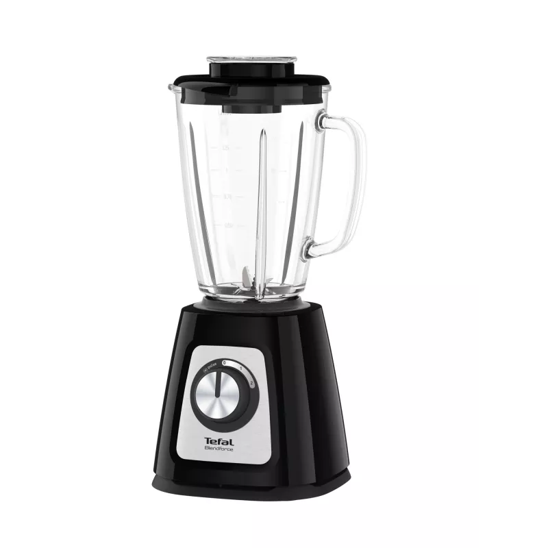 Stalo blenderis Tefal BlendForce II BL4388 — 800 W, 1,25 l stiklinis indas, ledo smulkinimas, juodas/šlifuotas plienas