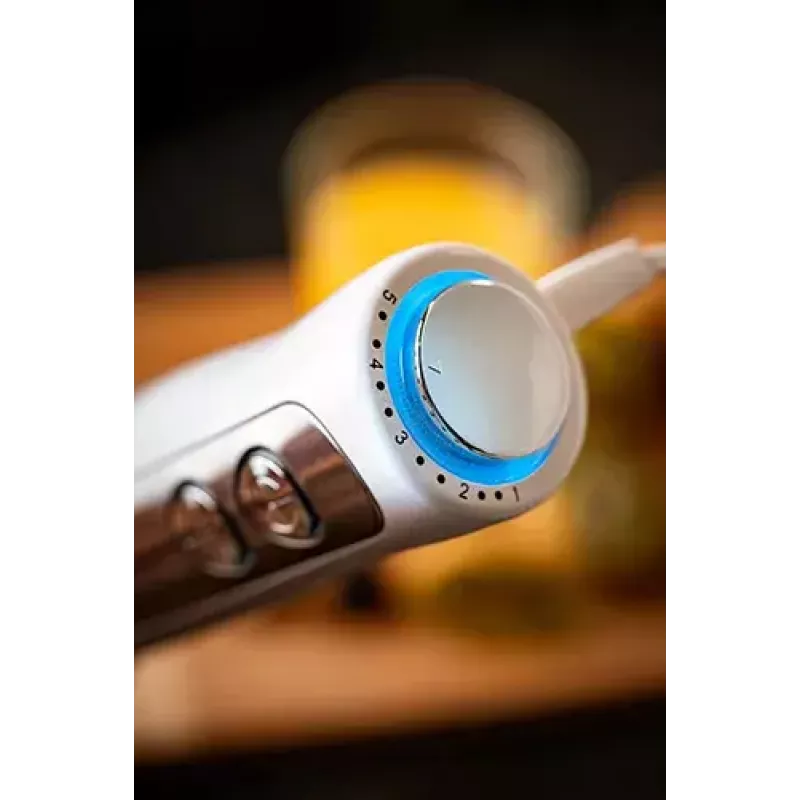 Panardintuvas Adler AD 4625w — rankinis blenderis, 5 greičiai, turbo, 1500 W, nerūdijančio plieno antgalis, sidabrinis/baltas