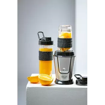 Sportinis blenderis Adler AD 4081 - nešiojamas asmeninis blenderis, 800 W maks., 0,57 L puodelis, nerūdijančio plieno peiliai, 2 buteliai