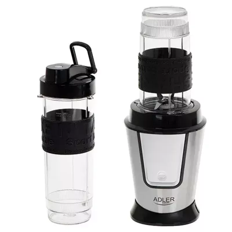 Sportinis blenderis Adler AD 4081 - nešiojamas asmeninis blenderis, 800 W maks., 0,57 L puodelis, nerūdijančio plieno peiliai, 2 buteliai