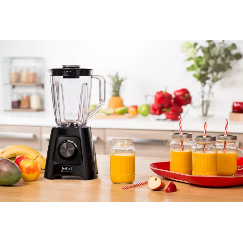 Stalinis blenderis Tefal BL4208 — 600 W, 1,25 L plastikinis indas, 2 greičiai, ledo smulkinimas, juodas