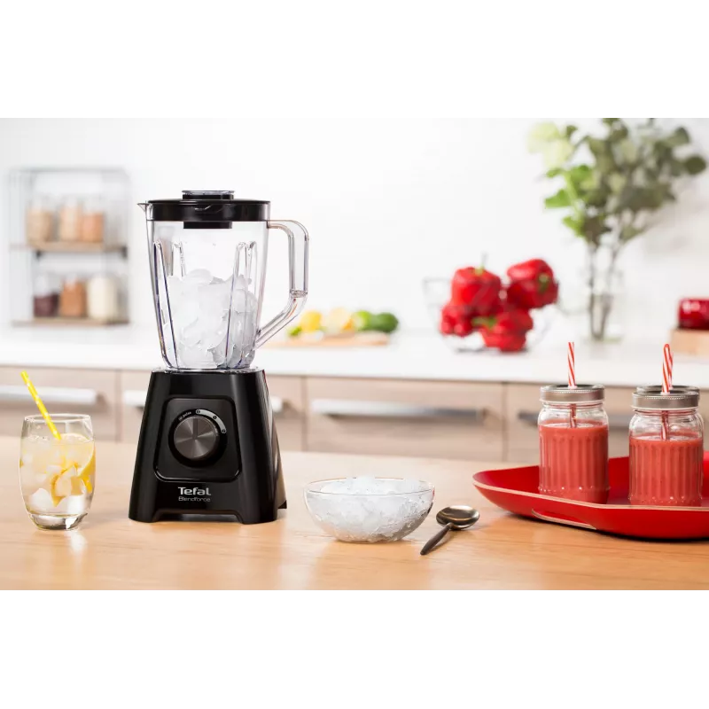 Stalinis blenderis Tefal BL4208 — 600 W, 1,25 L plastikinis indas, 2 greičiai, ledo smulkinimas, juodas