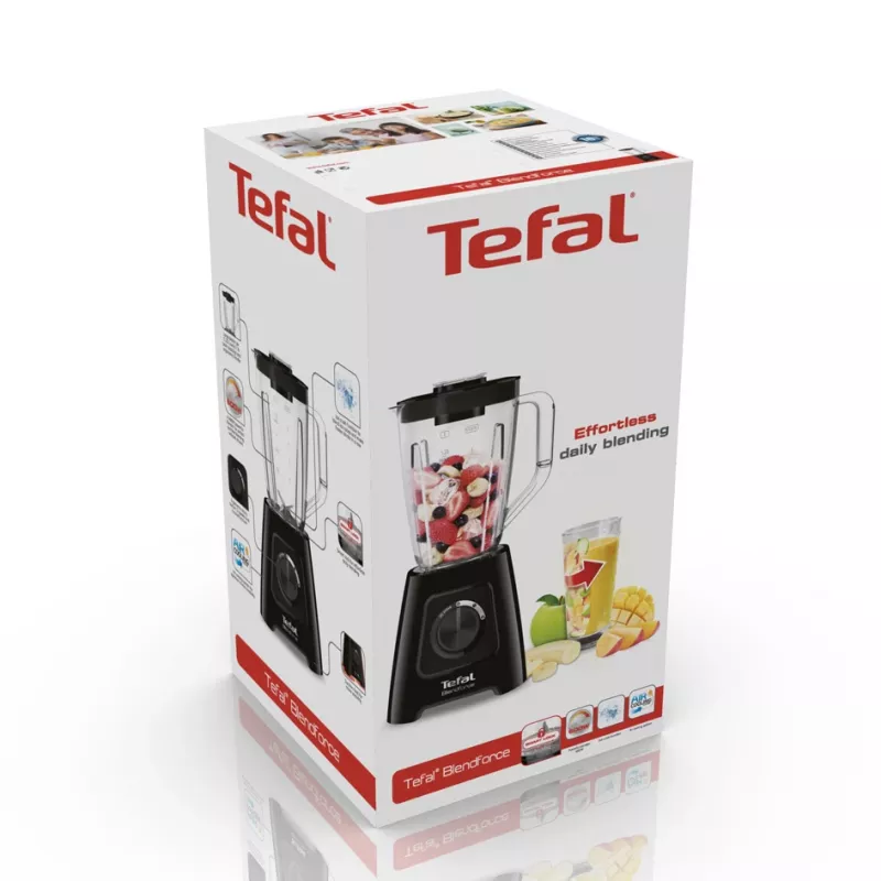 Stalinis blenderis Tefal BL4208 — 600 W, 1,25 L plastikinis indas, 2 greičiai, ledo smulkinimas, juodas