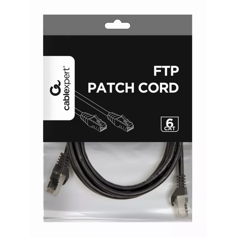 Gembird PP6-2M/BK Cat6 FTP patch laidas, 2 m, juodas