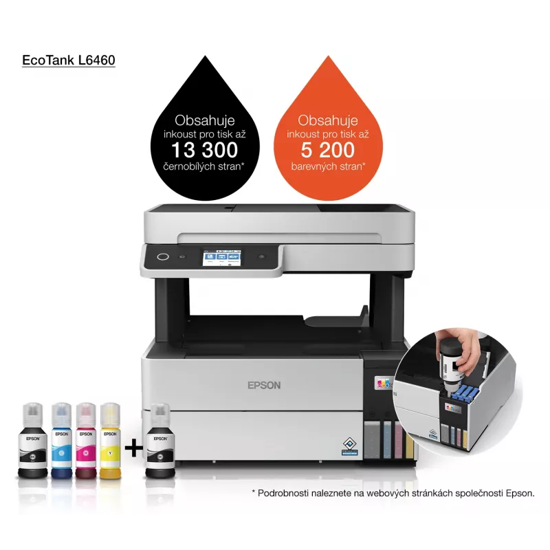 Daugiafunkcis spausdintuvas Epson EcoTank L6460 – rašalinis spalvotas, 4800x1200 dpi, 37 ppm, A4 dvipusis, Wi‑Fi, Ethernet