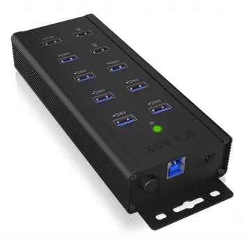 ICY BOX IB-HUB1703-QC3 USB 3.2 Gen 1 (3.1 Gen 1) Type-B 5000 Mbit/s Juodas