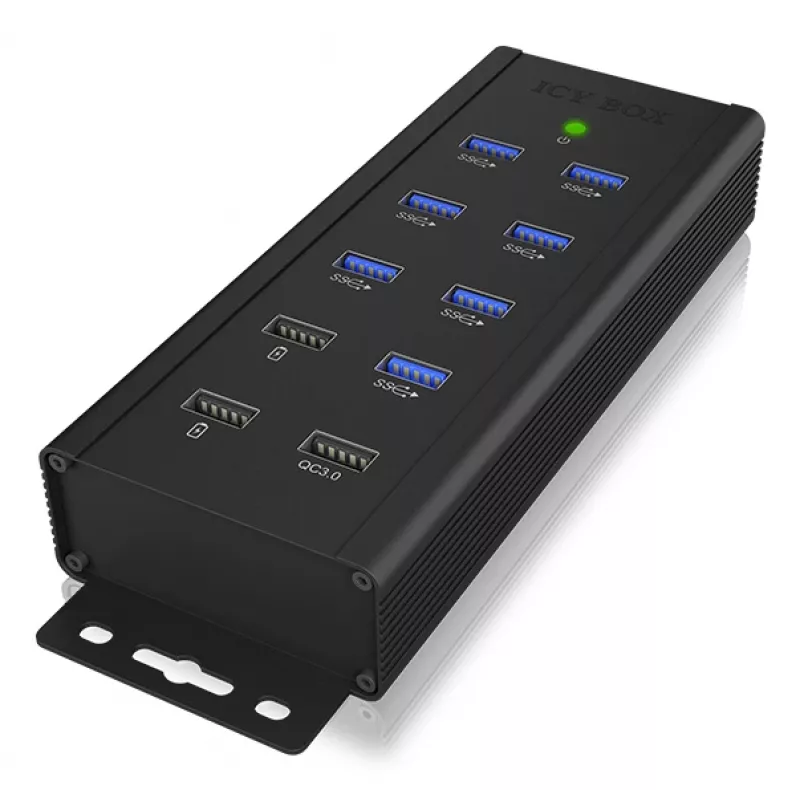 ICY BOX IB-HUB1703-QC3 USB 3.2 Gen 1 (3.1 Gen 1) Type-B 5000 Mbit/s Juodas