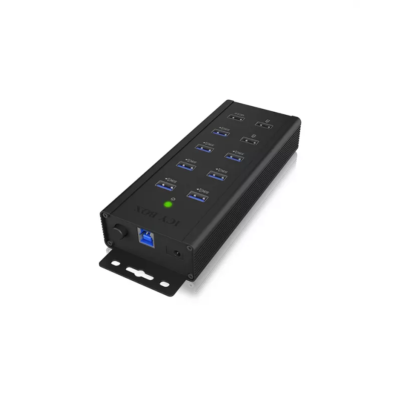 ICY BOX IB-HUB1703-QC3 USB 3.2 Gen 1 (3.1 Gen 1) Type-B 5000 Mbit/s Juodas