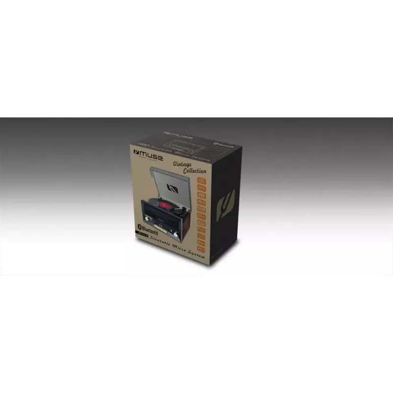Tiesioginės pavaros vinilinė patefonė Muse MT-112 W – pusiau automatinė, 20 W RMS, 3,5 mm išvestis, LCD, AC 100–240 V