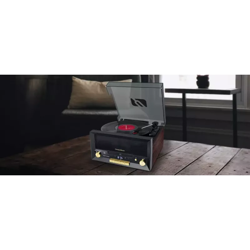 Tiesioginės pavaros vinilinė patefonė Muse MT-112 W – pusiau automatinė, 20 W RMS, 3,5 mm išvestis, LCD, AC 100–240 V