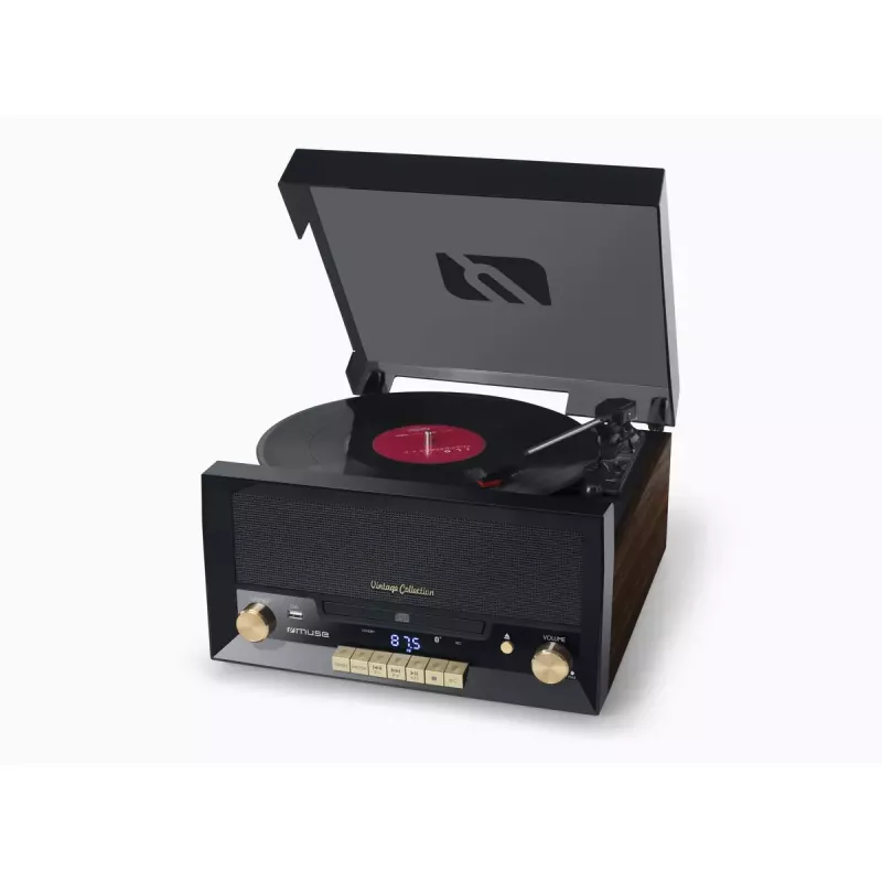 Tiesioginės pavaros vinilinė patefonė Muse MT-112 W – pusiau automatinė, 20 W RMS, 3,5 mm išvestis, LCD, AC 100–240 V
