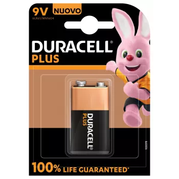 Vienkartinė baterija Duracell 9V Plus 100 šarminė, 9 V, 1 vnt.