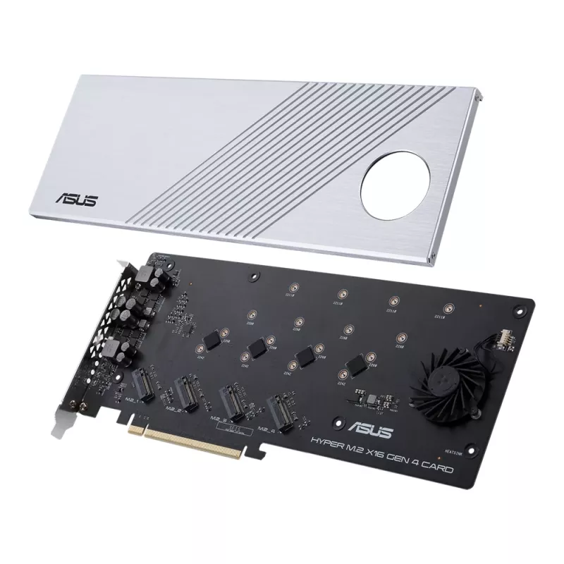 ASUS Hyper M.2 x16 Gen 4 kortelė – PCIe 4.0 adapteris keturiems NVMe M.2 diskams
