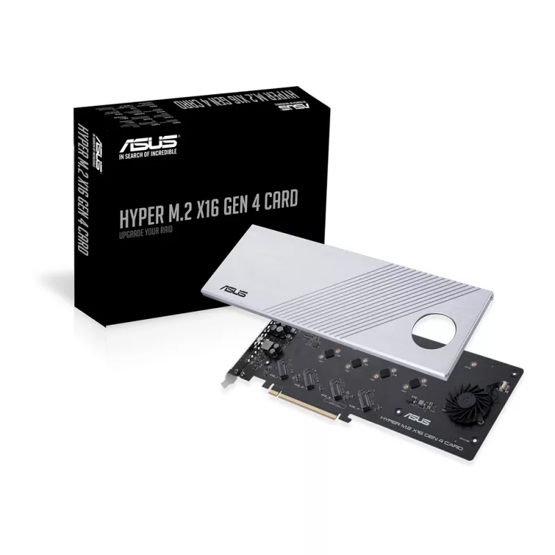 ASUS Hyper M.2 x16 Gen 4 kortelė – PCIe 4.0 adapteris keturiems NVMe M.2 diskams