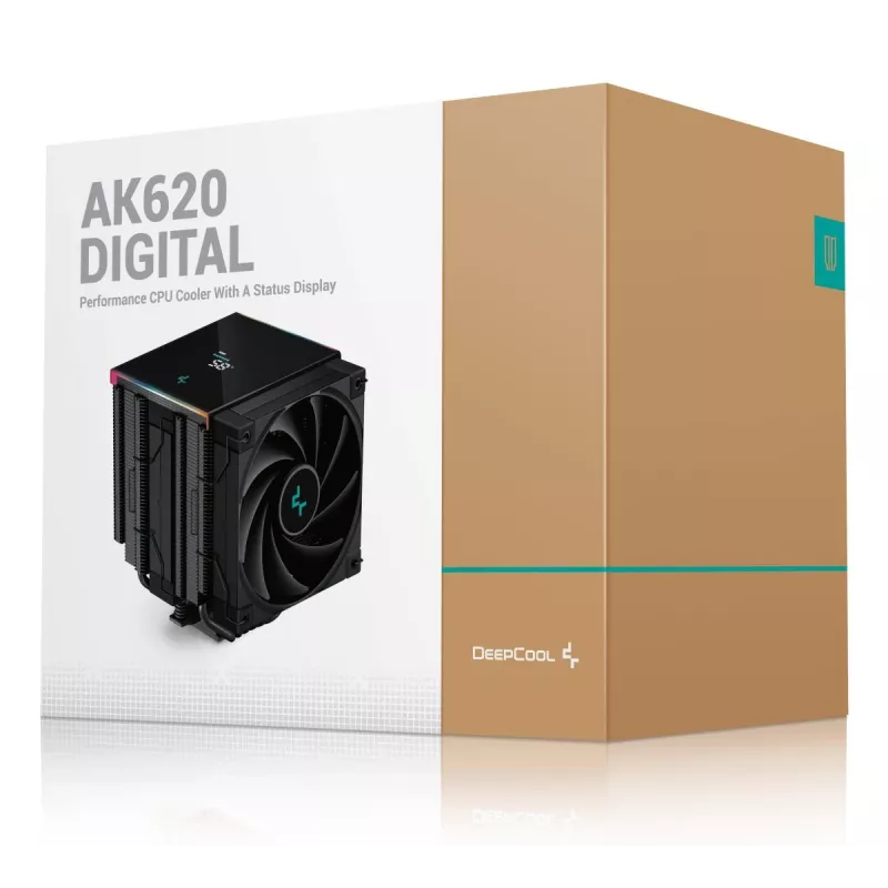 Oro aušintuvas DeepCool AK620, 12 cm, du 120 mm ventiliatoriai, 6 šilumos vamzdeliai, TDP 260 W, PWM, FDB, aukštis 160 mm, juodas