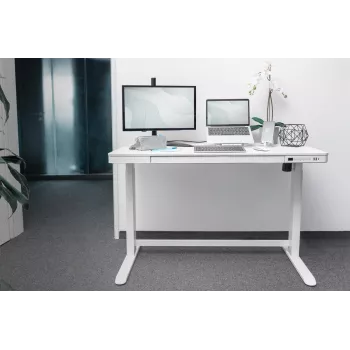 DIGITUS elektrinis aukščio reguliavimo stalas 120x60x12 cm su USB balta