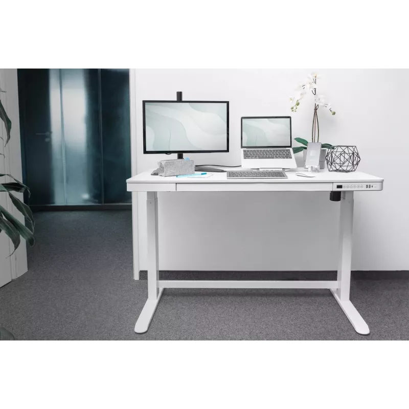 DIGITUS elektrinis aukščio reguliavimo stalas 120x60x12 cm su USB balta