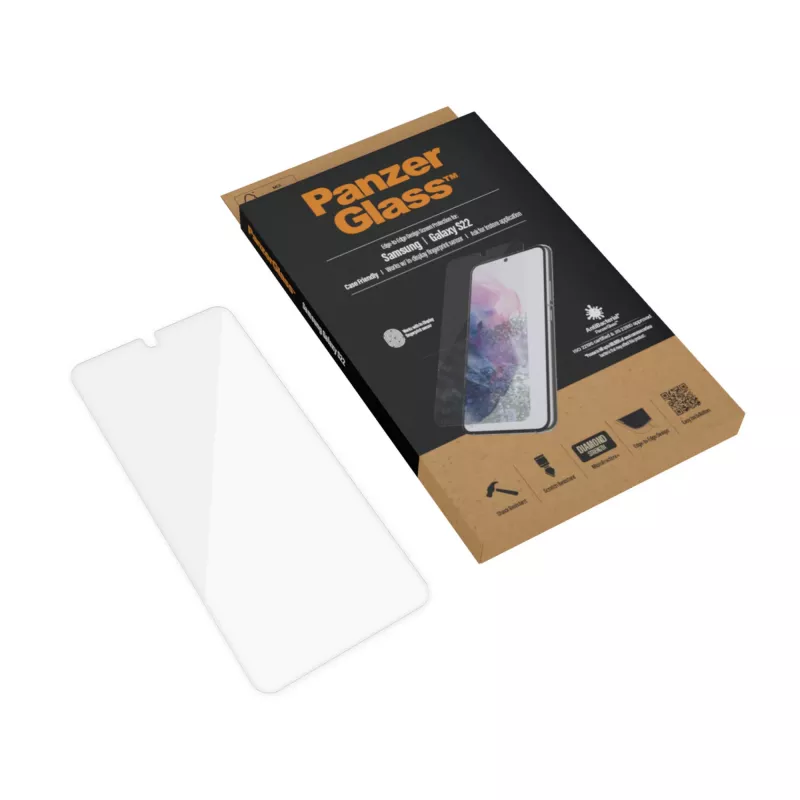 PanzerGlass UltraForce1 7293 apsauginė ekrano plėvelė-stiklas Samsung Galaxy S22, grūdintas stiklas, draugiška dėklams, skaidri