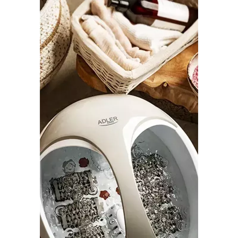 Pėdų vonelė Adler AD 2177 – infraraudonasis pėdų masažuoklis su šildymu, vibracija, burbulais, 450 W, 5,6 l talpa, ergonomiška rankena