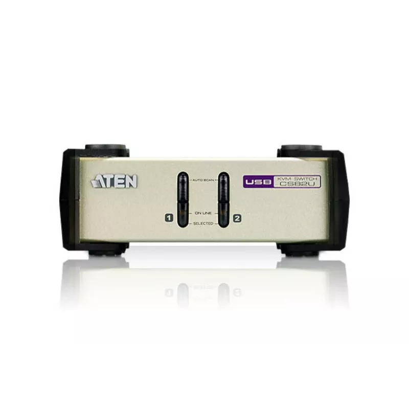 ATEN CS82U 2-Port PS/2-USB VGA KVM jungiklis (su KVM kabeliais), 2048 x 1536 pikseliai, QXGA, 0,72 W, šviesiai pilka
