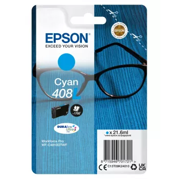 Epson 408L DURABrite Ultra aukštos išeigos (XL) originalus rašalinis kasetė, ciānas