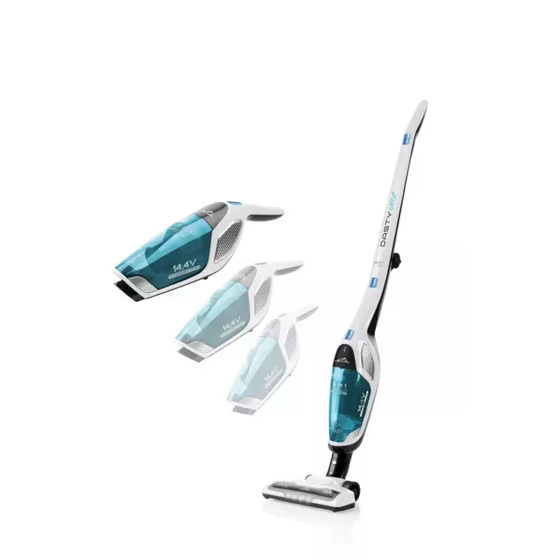 Belaidis dulkių siurblys ETA Dasty AquaPlus ETA344790010 — 95 W variklis, 14,4 V akumuliatorius, iki 45 min., kombinuotas rankinis/grindinis, baltas/mėlynas