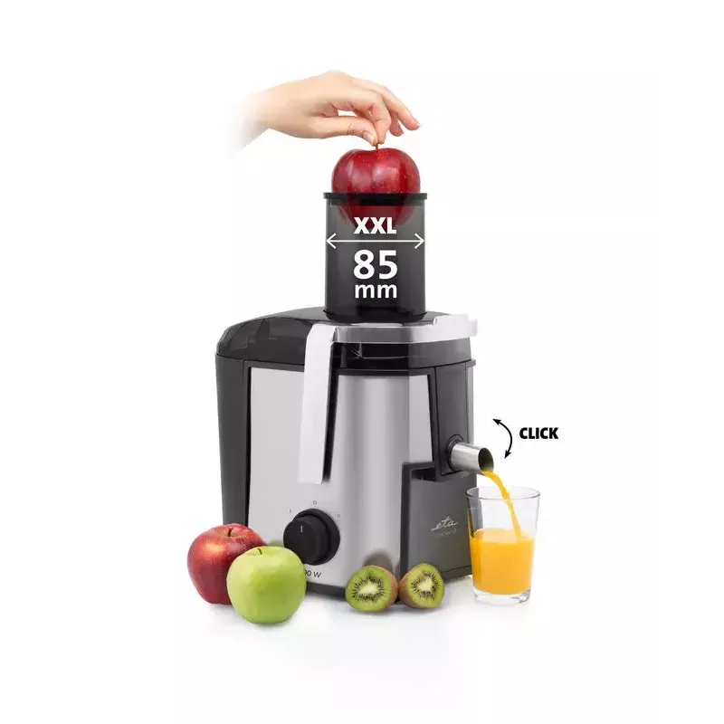 Centrinė sulčiaspaudė ETA Fresher II 800 W, 0,8 l talpos indas sultims, juoda/nerūdijantis plienas