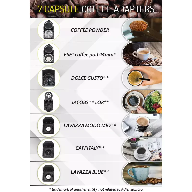 Espresso aparatas Camry CR 4414 — 1450 W, 19 bar, 1,5 l, daugiakapsulinis, maltai kavai