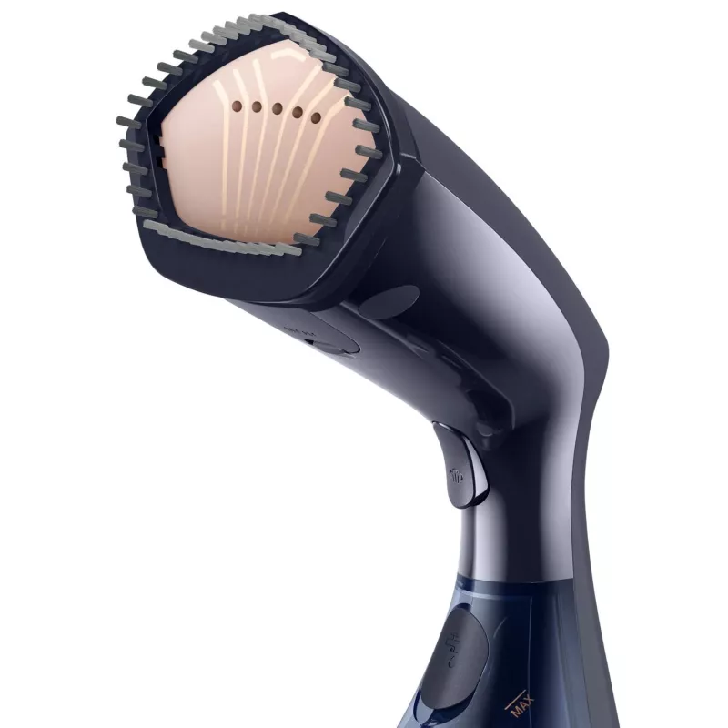 Drabužių garintuvas Philips GC810/20 — 1600 W, 0.23 L vandens bakelis, 32 g/min nuolatinis garas, juodas/rožinis