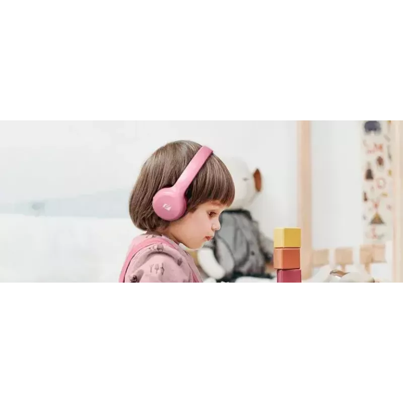 Muse M-215BTP Bluetooth stereo vaikiškos ausinės, apimančios ausis (over-ear), belaidės, Bluetooth 5.0, rausvos